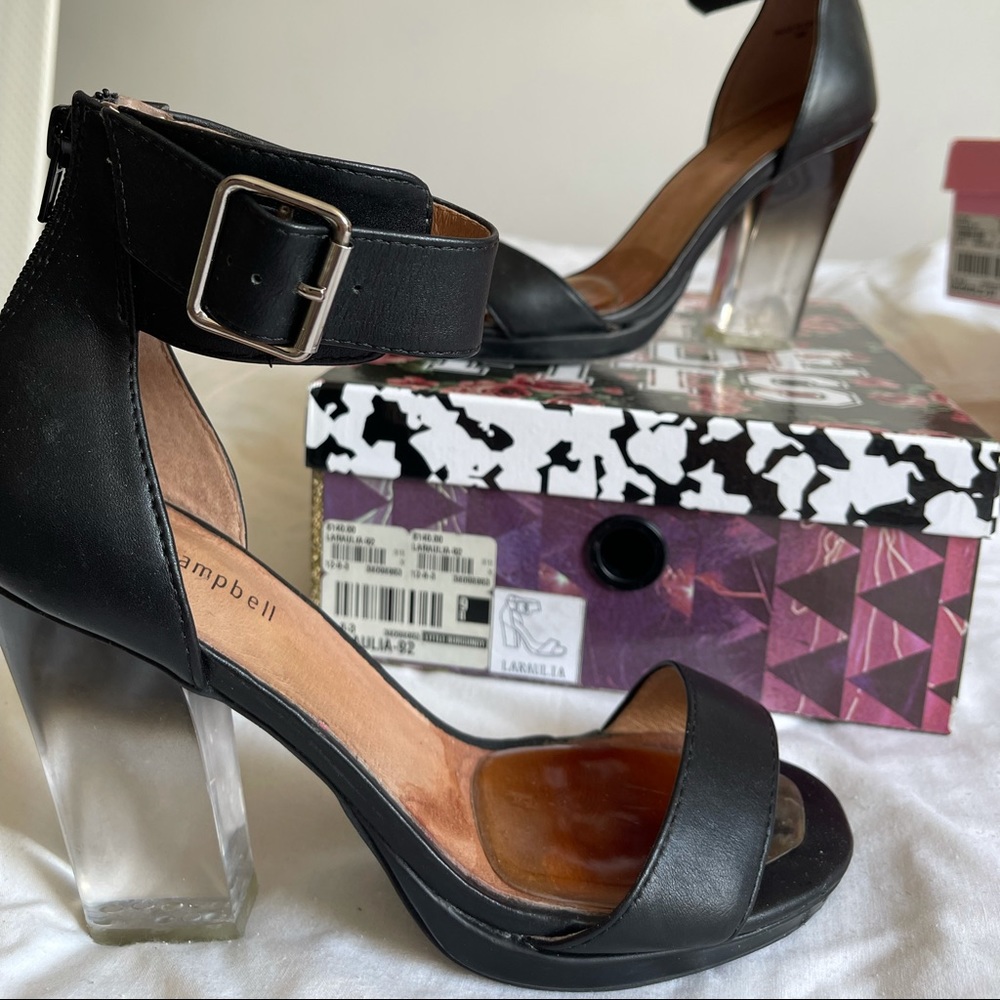 Jeffrey Campbell black and clear heel. Size:9.